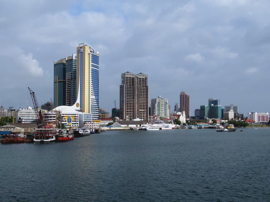 The Dar es Salaam skyline and harbor, Tanzania